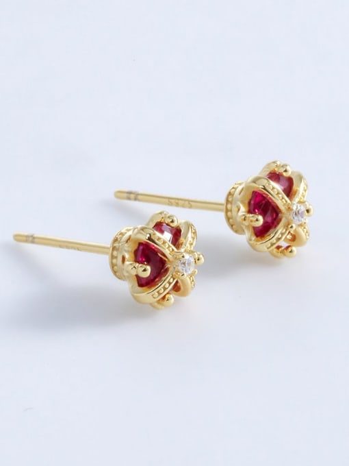 ES1564 [Gold] 925 Sterling Silver Cubic Zirconia Crown Minimalist Stud Earring
